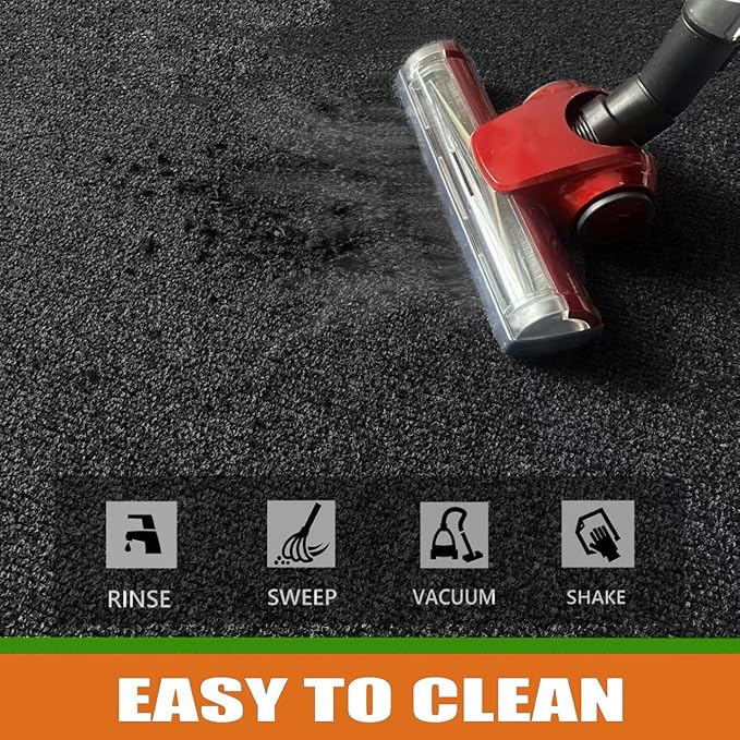 Front Door Mat, 3' x 6' Commercial Floor Mat, Heavy Duty Welcome Mat, Rubber Backing Non Slip Doormat for Entryway (Black, 3x6FT)