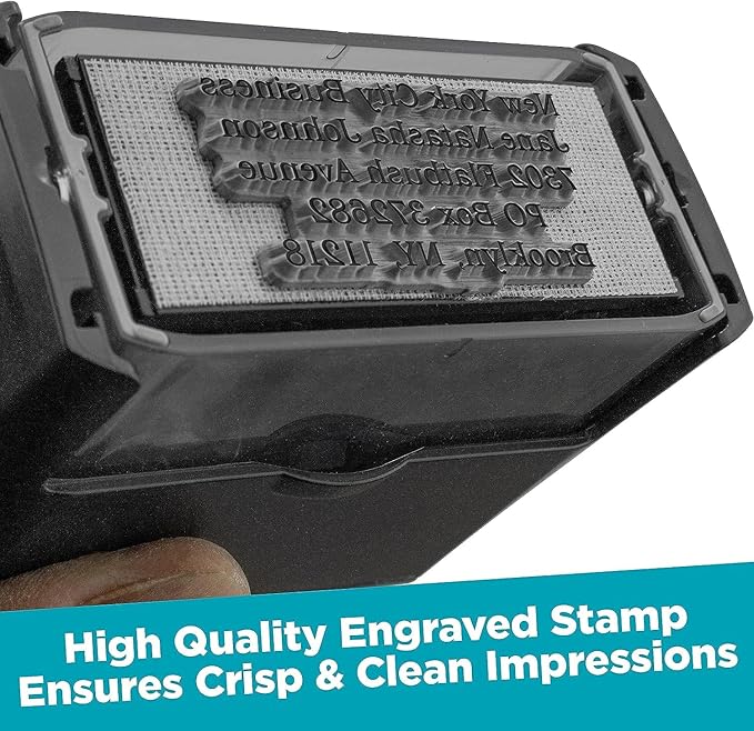 Custom Self Inking Rubber Stamp - Up to 6 Lines of Text - Choose from 15 Ink Colors - X-Large Size
