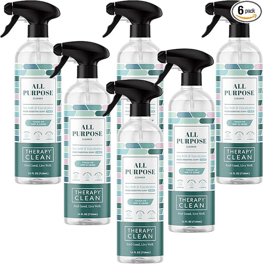 Therapy Clean All Purpose Cleaner Sea Salt & Eucalyptus (Pack of 6) - 100% Natural Fragrance, Plant-Based Multipurpose Cleaner