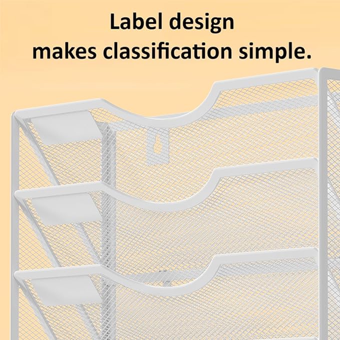 Kuntine.B Wall File Organizer Office Hanging Magazine Holder Wall File Organizer for Office Home (White, 5 Tier)