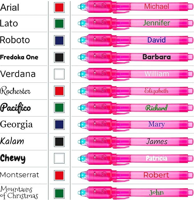 Personalized Invisible Disappearing Ink Pen Marker, Custom Secret Spy Message Writer with UV Light, Fun Activity Entertainment for Kid Party Favors Ideas Gifts and Stock Stuffers, 24 Pack, Pink