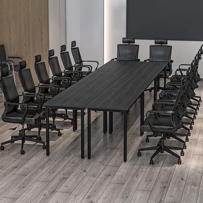 Bonzy Home Conference Tables 14ft Meeting Room Study Writing Printer Table Office Computer Desk for 16 People Save Space Design Modern 6PCS (165.3"x47.2"x29.5", Black)