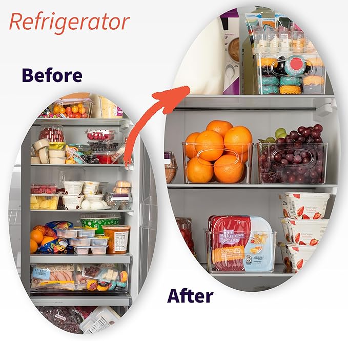 Pantry Organizers and Storage and Cabinet Organizer, 4 Pack - Kitchen Organizers and Storage, Great Fridge or Snack Organizer - Perfect in Refrigerator or Cupboard Shelf