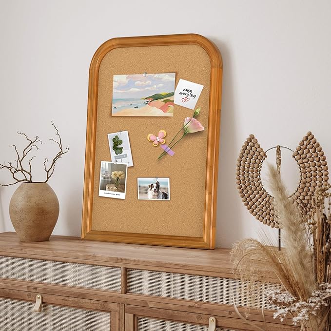 Cork Board for Walls, 23.6x17.7 inches Bulletin Board with Frame, Decorative Hanging Pin Board Vision Board Message Board for Office School Home Decor(2R&2S,4560,1p)