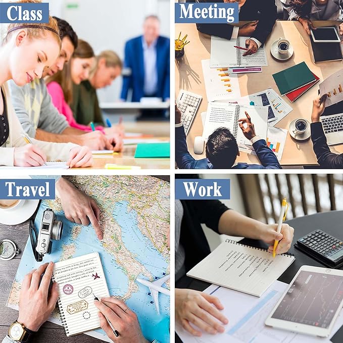 GINMLYDA 4Pack Small Spiral Notebook A5, 8.25x5.5β 120 Lined Pages Wide Ruled Spiral Journal Bulk Blank Kraft Cover Spiral Bound Notebook & Writing Pads for Home Office Meeting Work Note Taking