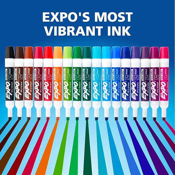 EXPO Dry Erase Markers Ultimate Pack, Chisel, Fine, Ultra Fine, Mixed Tips, Assorted Colors, 40 Count