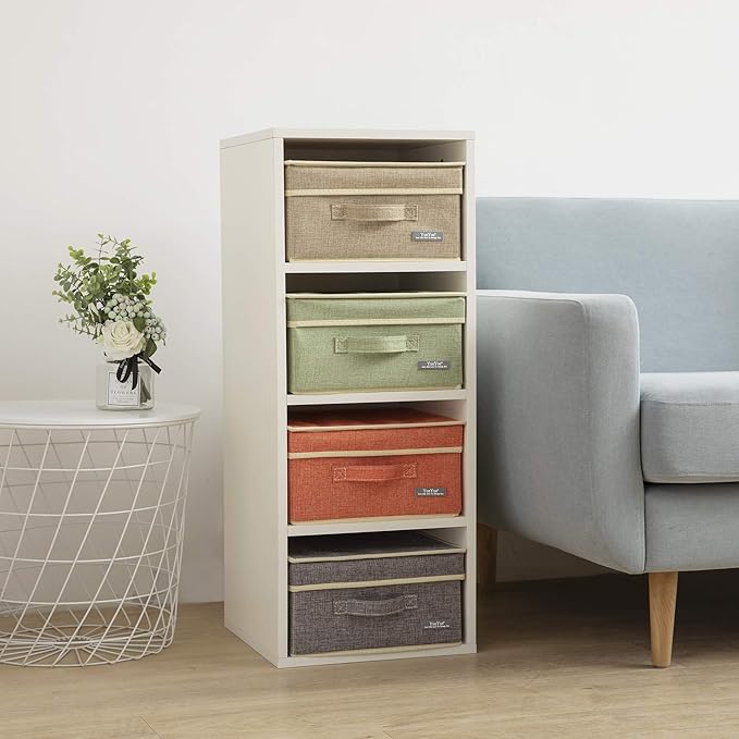 YueYue Cloth Foldable Fabric Bins Box Storage - 2 Pack 12.4 X 12 X 6.7 Inch Storage Bins With Lids Organizer Basket Gray - Bins Storage Shelves Closet Boxes Pack Collapsible