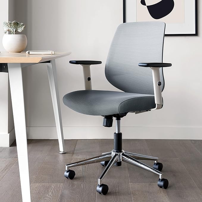 Branch Daily Chair - Computer Office Chair with Swivel, Lumbar Rest, and Adjustable Armrests - Sustainable, Stylish Mesh, & Adjustable Armrests - Comfortable Seating for Improved Posture - Slate