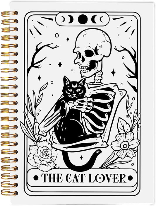 The Cat Lover Tarot Journal Notebook - Cat Gifts for Women Cat Lovers, Cat Mom Gifts, Gothic Goth Skeleton Notebook, Witchy Journal, Witchy Gifts for Women Spiral Notebook 5.5x8.3