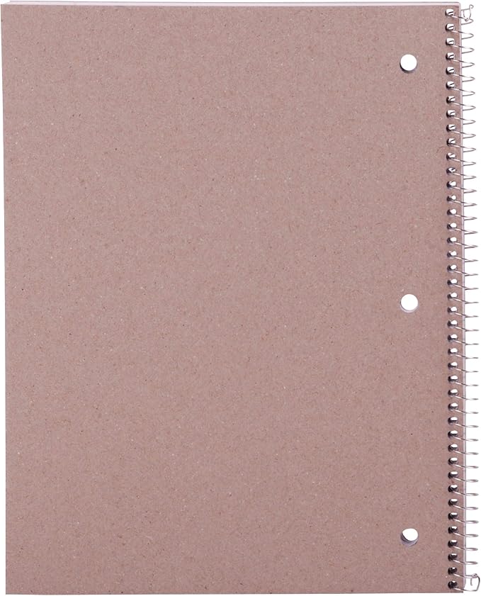 Mintra Office Spiral Notebooks - 1 Subject, 70 Sheets, WIDE Ruled, 8in x 10in, Bulk Pack, Pastel Covers, Set of 6 - for School, Office, Business, Professional (04692)