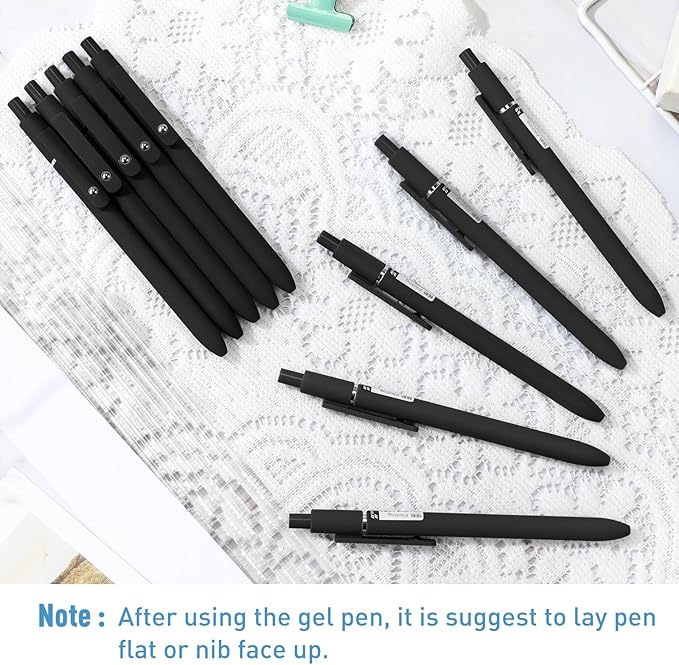 Thenshop Gel Ink Pen Retractable Ballpoint Pens with 0.5 mm Black Click Refill Smooth Writing Cute Quick Dry Fine Point Piloting Aesthetic(20 Pcs,Black Color)
