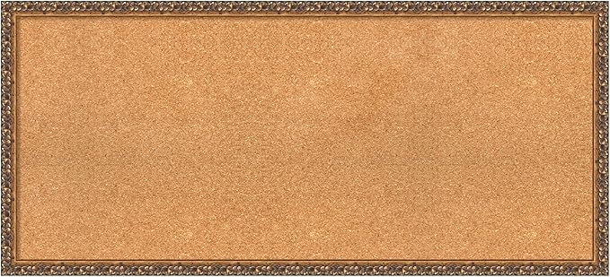 Amanti Art Natural Cork Board for Wall, 20x44 Vision Board with Bronze Frame, Oversize Corkboard Office Decor for Home Organization, Traditional Corkboard Pinboard to Display Items for Home