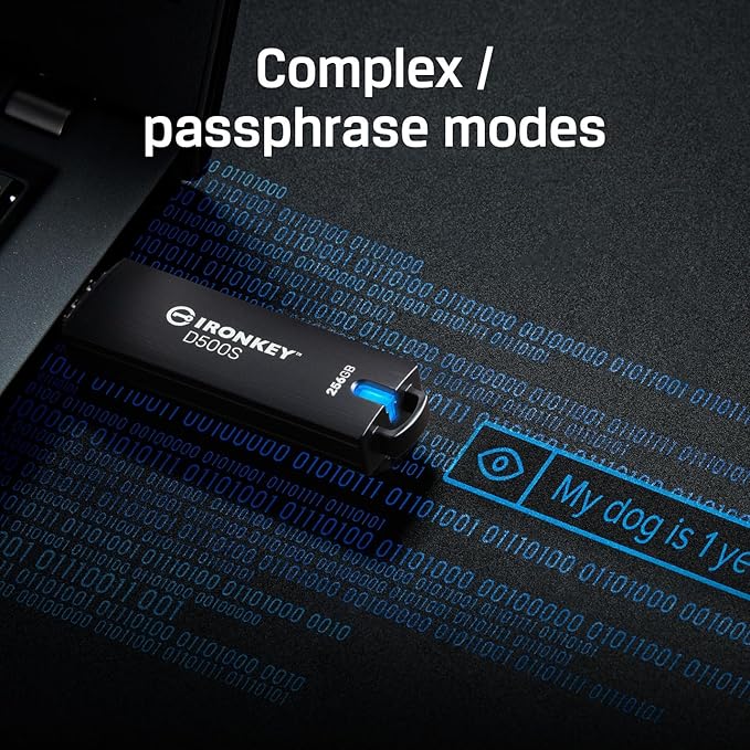 Kingston Ironkey D500S 256GB Encrypted Flash Drive | Dual Hidden Partition | FIPS 140-3 Level 3 | XTS-AES 256-bit | BadUSB and Brute Force Protection | Multi-Pin Option | IKD500S/256GB