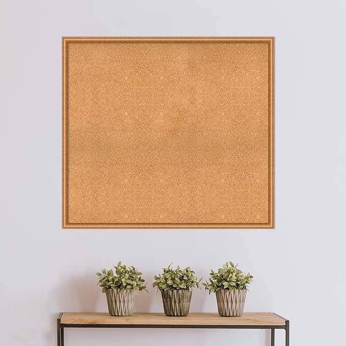 Amanti Art Natural Cork Board for Wall, 38x42 Vision Board with Bronze Frame, Oversize Corkboard Office Decor for Home Organization, Casual Corkboard Pinboard to Display Items for Home Organization
