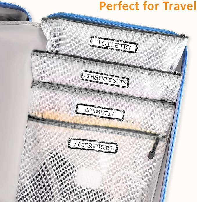 Sooez 36 Pack Mesh Zipper Pouch with Sticky Labels, A4 Mesh Bags Board Game Puzzles Organization Storage, Durable Letter Size File Folders Organizer Teacher School Classroom Office Supplies, Black