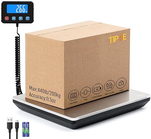 Digital Shipping Postal Scale 0.5 oz High Accuracy!440lb Commercial Weight Scale for Package, Small Business, Mail, Warehouse, Home, Battery & Charging Cable Included
