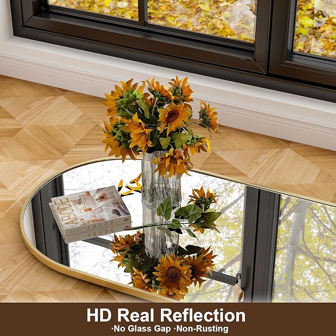 65"x24"Arched Full Length Mirror - Floor Mirror- Aluminum Alloy Frame Full Body Mirror for Bathroom Living Room Bedroom and Entryway Gold