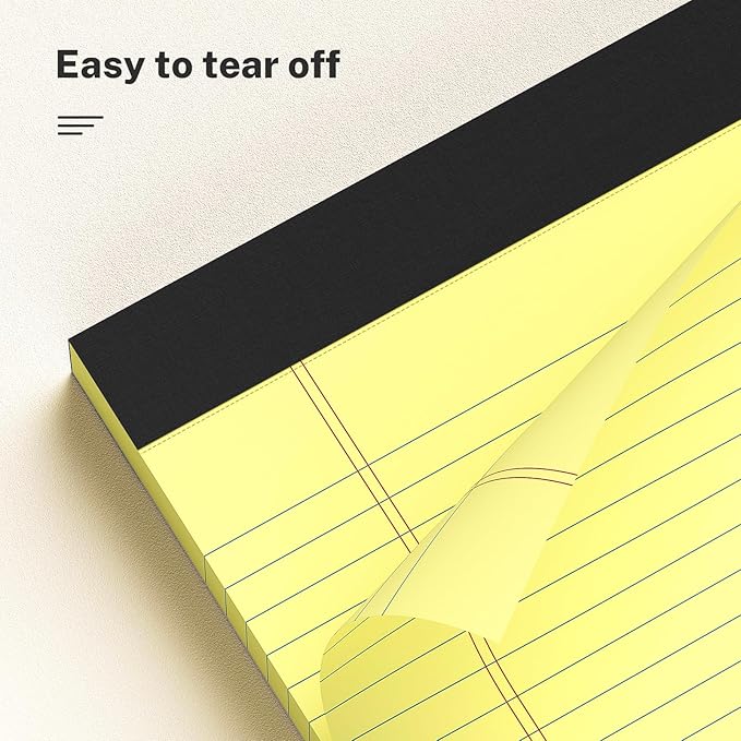300 Sheets Yellow Legal Pads 8.5 x 11 College Ruled Paper 6-Pack Note Pads Narrow Ruled 50 Sheets per Notepad Perforated Writing Pad Durable Sturdy Back 8x11 Pads of Paper