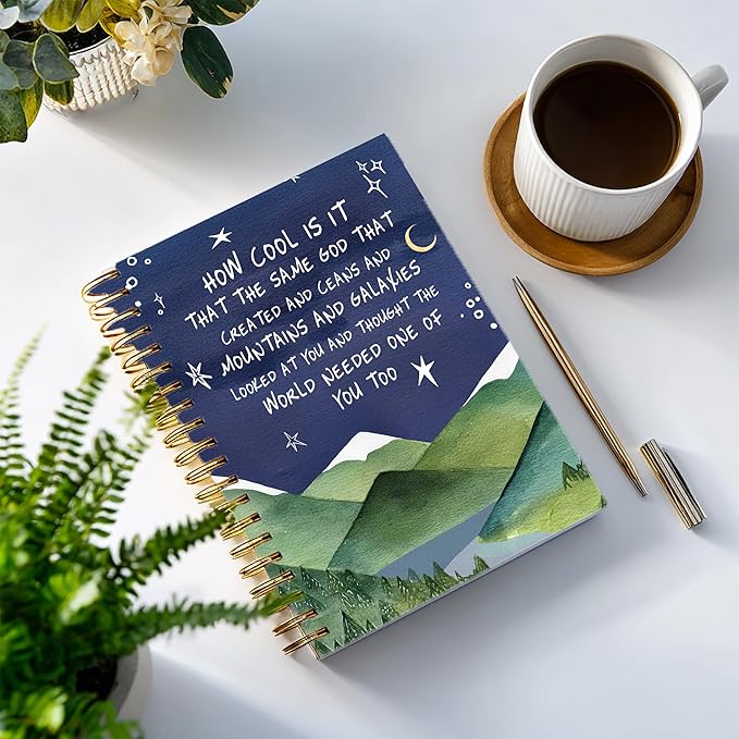 Bible Journal, A5 Spiral Christian Bible Journal Notebook, How Cool Is It That the Same God, Inspirational Bible Verse Gift for Women Men Birthday Christmas, Office Supplies, Bible Study (Blue-moon)