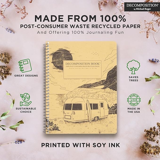 Decomposition Big Sur College Ruled Spiral Notebook - 9.75 x 7.5 Journal with 160 Lined Pages - 100% Recycled Paper - Notebooks for School Supplies, Home & Office - Made in USA