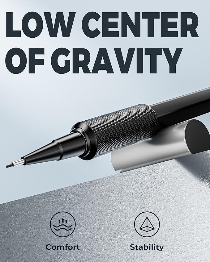 0.5mm Mechanical Pencil Set, 3PCS Metal Mechanical Pencils 0.5mm with 6 Tubes HB & 2B Lead Refills, Erasers, Weatherproof Artist Pencils with Case for Outdoor Writing Drafting Drawing