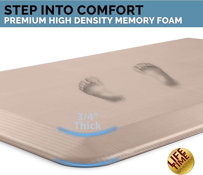 ComfiLife Anti Fatigue Floor Mat – 3/4 Inch Thick Kitchen Mats for Floor, Standing Desk Mat, Kitchen Rug – Comfort at Home, Office – Durable – Stain Resistant – Non-Slip Bottom (20" x 39", Rose Gold)