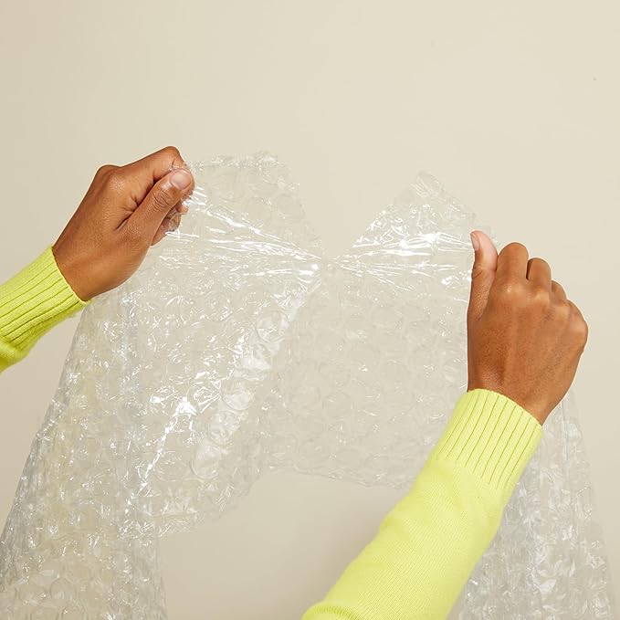 Amazon Basics Bubble Cushioning Wrap Packing Material for Fragile Items, 12-Inch x 100-Foot Long Roll, Large, Clear