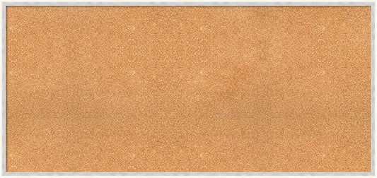 Amanti Art Natural Cork Board for Wall, 25x53 Vision Board with White Frame, Oversize Corkboard Office Decor for Home Organization, Modern Corkboard Pinboard to Display Items for Home Organization in