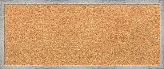 Amanti Art Natural Cork Board for Wall, 13x31 Vision Board with White Frame, Medium Corkboard Office Decor for Home Organization, Cottage Corkboard Pinboard to Display Items for Home Organization in