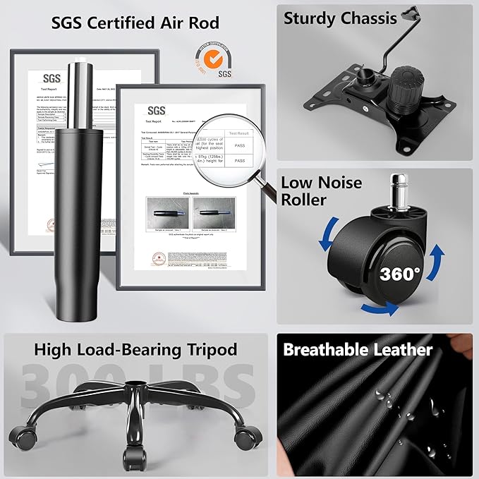 PU Leather Executive Office Chair, Ergonomic High-Back Computer & Gaming Chair with Adjustable Height, Rolling Swivel & Flip-Up Armrests, Comfy Padded Seat for Home Office-Black