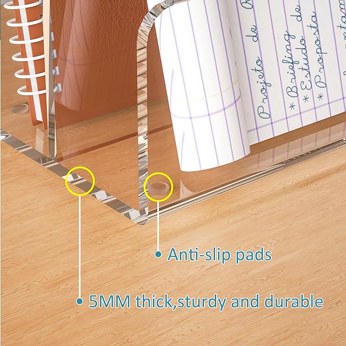 Acrylic File Holder 3 Compartment, Clear Desk File Organizer, Office Magazine File Folder Organizer Desktop for Calculate, Books
