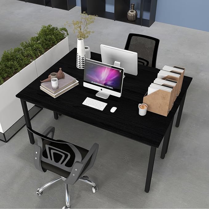 Bonzy Home Conference Tables 8ft Office Computer Desk for Meeting Room Study Writing Printer Podcast Table for 4-8 People Modern Black 2PCS 94.4"x23.6"x29.5"