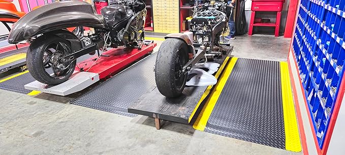 Rhino Mats, American Classic Diamond Anti-Fatigue Mats, Industrial Ergonomic Comfort Standing Mat for Work, Home, Garage, Office, Kitchen or Anywhere (Black/Yellow 1" Thick, 3 FT. x 12 FT.)