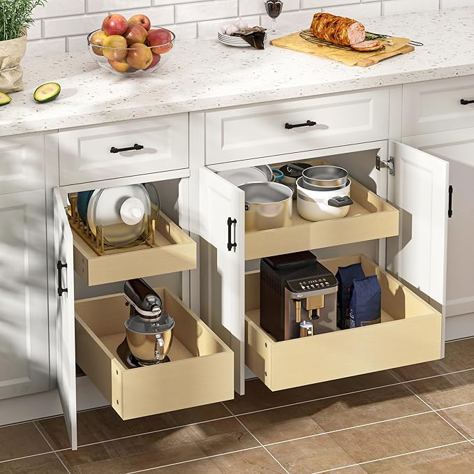WelFurGeer Soft Close Pull Out Drawers for Cabinets, 23" W x 22" D Pull Out Cabinet Organizer, Bottom Mount Pull Out Drawer, Space-Saving Slide Out Drawers for Kitchen Cabinets for Home & Kitchen