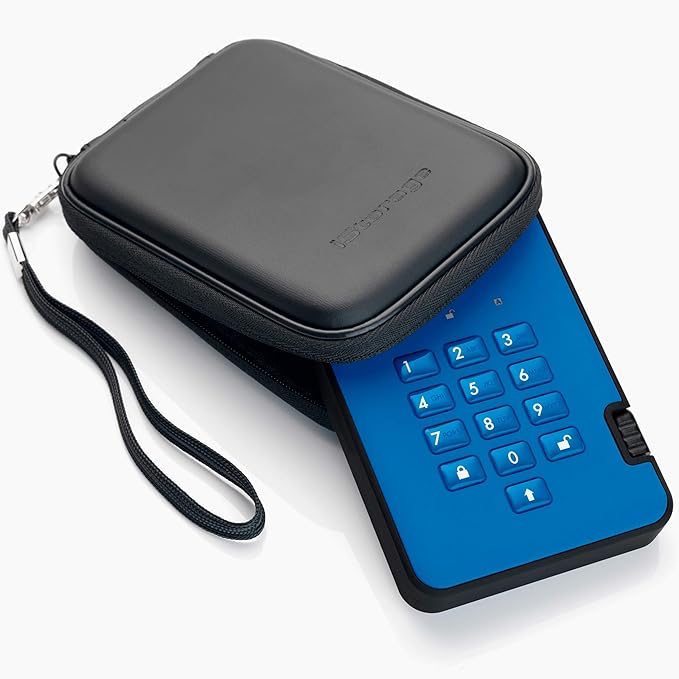 iStorage diskAshur2 HDD 5TB Blue | Secure portable hard drive | Password protected | Dust & water resistant | Hardware Encryption