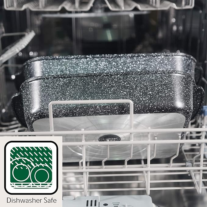 S·KITCHN Set of 3 Nonstick Roasting Pan Baking Dishes for Lasagna, Casserole and Bread Baking Pan, Large & Deep Lasagna Pan with Handles