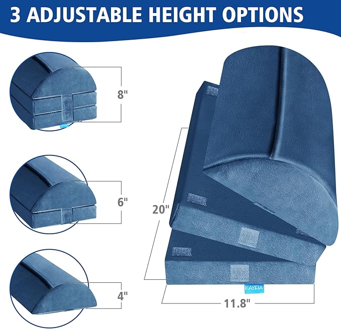 KAYFIA Foot Rest for Under Desk at Work XXL(20in) with 3 Adjustable Heights,Foot Stool with Supportive Gel Foam, Warmer Feet Pocket Footrest for Office Gaming Chair, for Leg Support -Blue