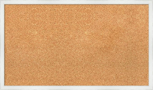Amanti Art Natural Cork Board for Wall, 17x29 Vision Board with White Frame, Medium Corkboard Office Decor for Home Organization, Country Rustic Corkboard Pinboard to Display Items for Home