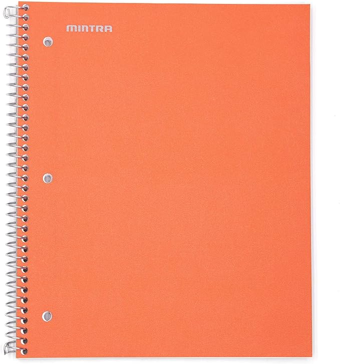 Mintra Office Durable Spiral Notebooks, 1 Subject, (Orange, 4x4 Graph 1pk), 100 Sheets, Poly Pocket, Moisture Resistant Cover, School, Office, Business, Professional
