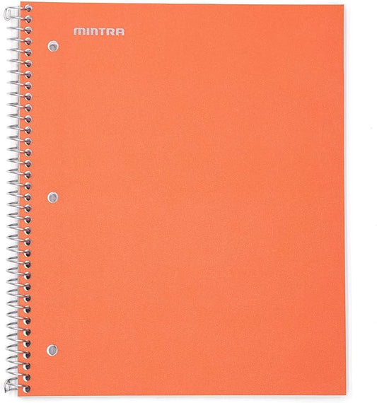 Mintra Office Durable Spiral Notebooks, 1 Subject, (Orange, 4x4 Graph 1pk), 100 Sheets, Poly Pocket, Moisture Resistant Cover, School, Office, Business, Professional