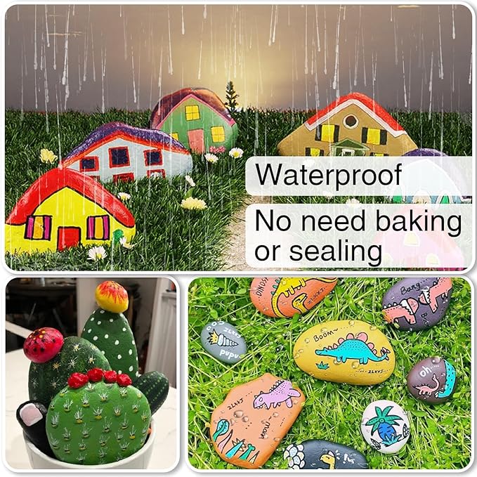 Silver Paint Pens Paint Markers - 6 Pack Permanent Markers Oil Based for Metal Wood, Pens for Metal, Car Tyre,Wood, Plastic, Rock Painting, Glass, Craft Supplies,Waterproof