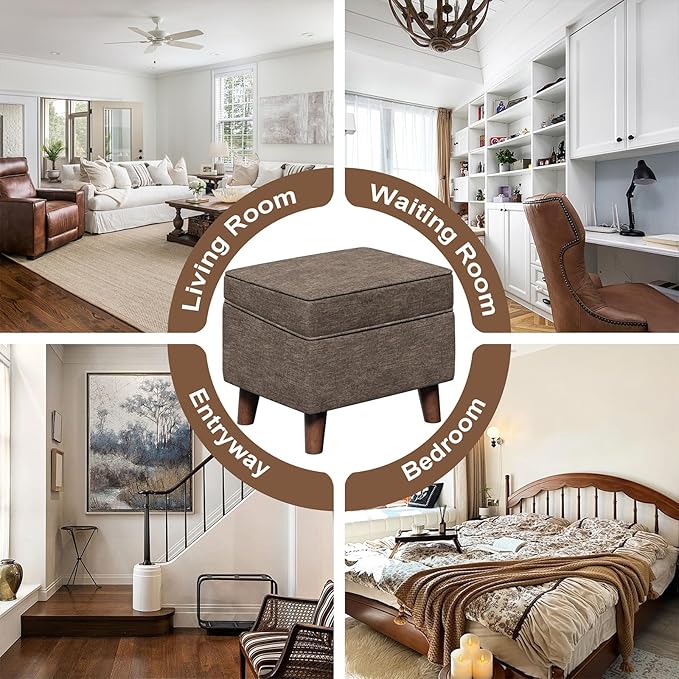 Foot Rests with Adjustable Cover, BOGO, Storage Ottoman Dorm, Footstool and Sitting Stool, Ottoman Foot Stool Set for Living Room, Bedroom, Dorm, Brown