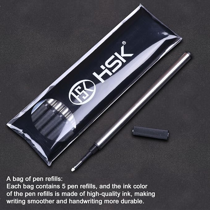 HSK Luxury Ballpoint Pens gift Pen Black Refill Line width 0.5mm,Best Ball Pen Gift Set for Men & Women Professional Executive,Office,Nice Pens Classy Gift Box (Gold)