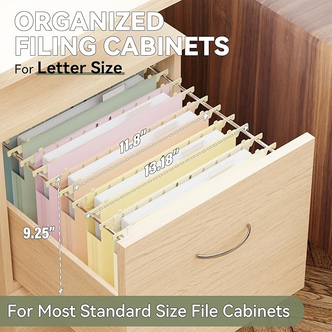 Plastic Hanging File Folders Letter Size,1 Inch Expansion,12 Pack Reinforced Heavy Duty Hanging Folders,File Cabinet Folders,Adjustable Tabs,Expandable Hanging File Folder,Morandi Color