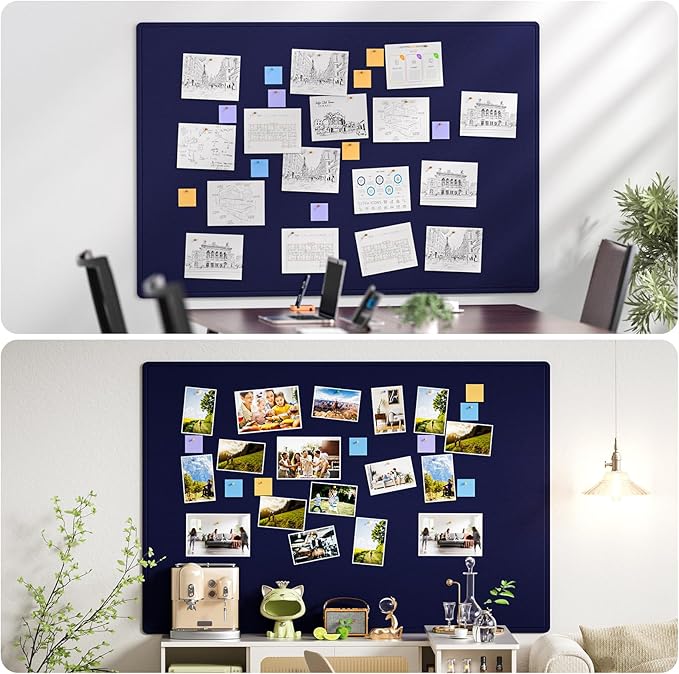 MaxGear Extra Large Bulletin Board 72" x 48", Foldable Felt Board Vision Board Supplies, Cork Board for Office, Home, School, Small Pin Boards for Walls Decorative Display Board Dark Blue