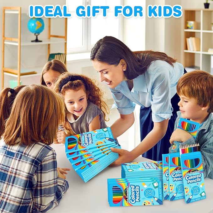 Jumlys 864 Count Colored Pencils Bulk, 72 Packs Pre-sharpened Coloring Pencils for Kids in 12 Colors, Bulk School Supplies for Teachers, Ideal Back to School Supplies & Classroom Prizes