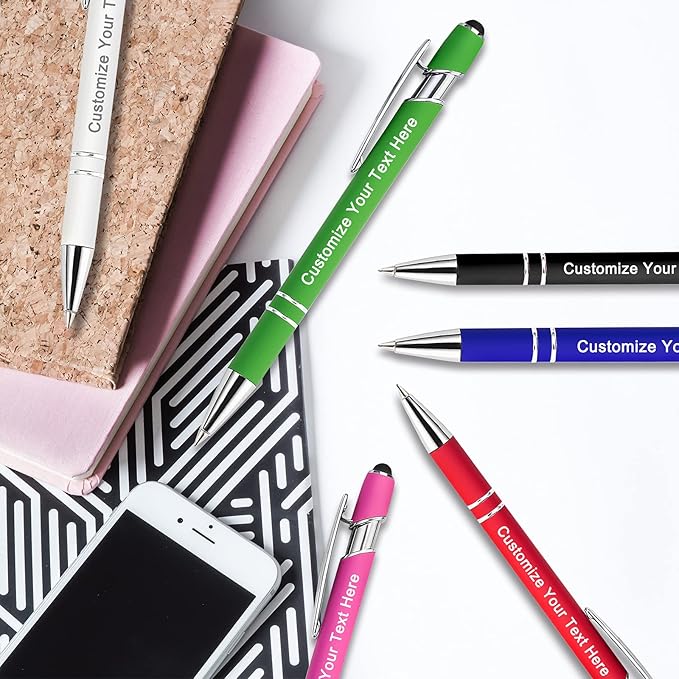 Max 500 Pcs Personalized Pens Bulk, Custom Pens with Free Engraving, Customized Stylus Tip Ballpoint Pen with Your Name Massage Text for School Office Business Graduation Anniversaries-30 Packs