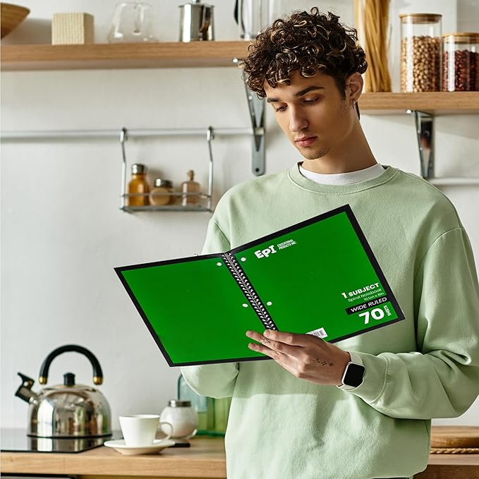 EPI Spiral Notebook | Wide - 70 Sheets, Durable Spiral Binding | 10.5 x 8 in | Classroom Supplies | School, Office, Note Taking, Journaling - 3 Pack