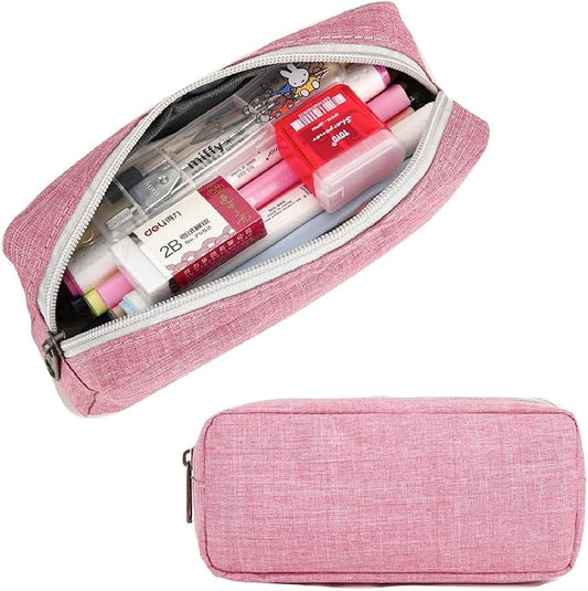 Della Gao Small Pencil Case Large Capacity Pencil Pouch Marker Pen Bag Coin Pouch Office Stationery Organizer (Pink)