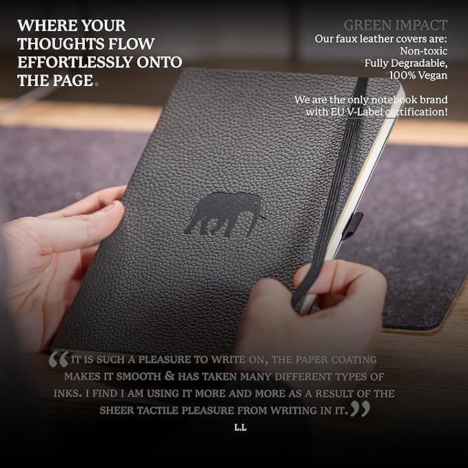 Dingbats* Wildlife Plain Writing Journal Notebook A5 - Vegan Leather Hardcover - Ideal for Work, Travel - Pocket, Elastic Closure, & Bookmark